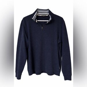 Ted Baker Navy and Cream Striped Collar Top